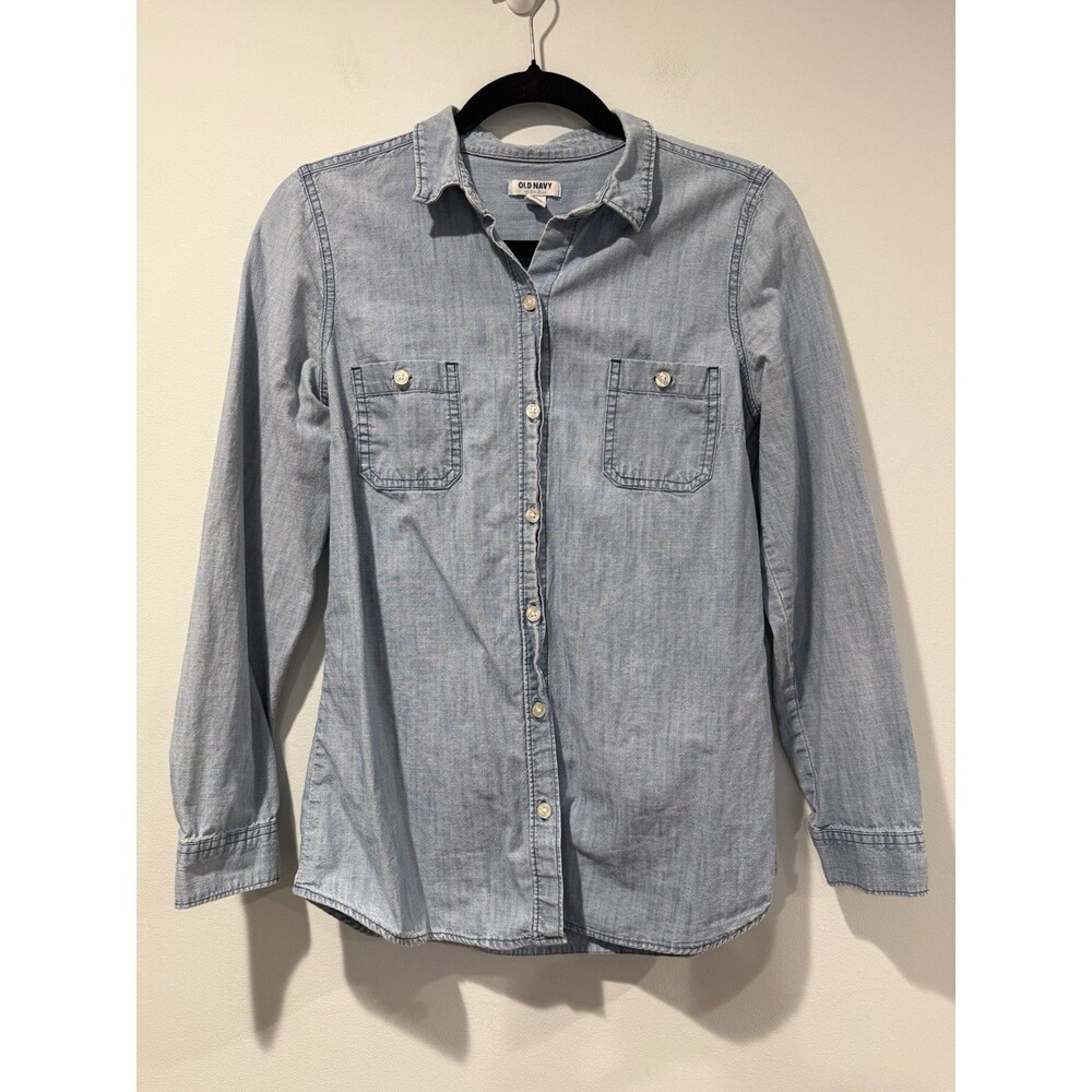 Old Navy Chambray Top Women Small Concert 100% Cotton Western Vacation Minimal